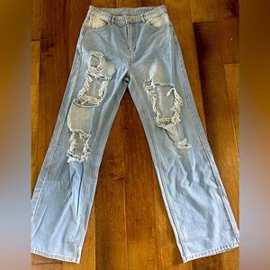 Size large, blue flare jeans